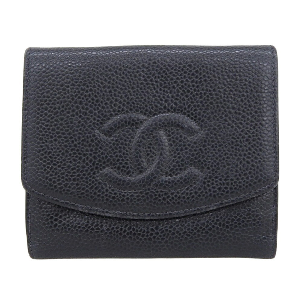 Chanel Coco Mark Bi-fold Wallet A13496 (Serial Number 6) - Caviar Leather, Black